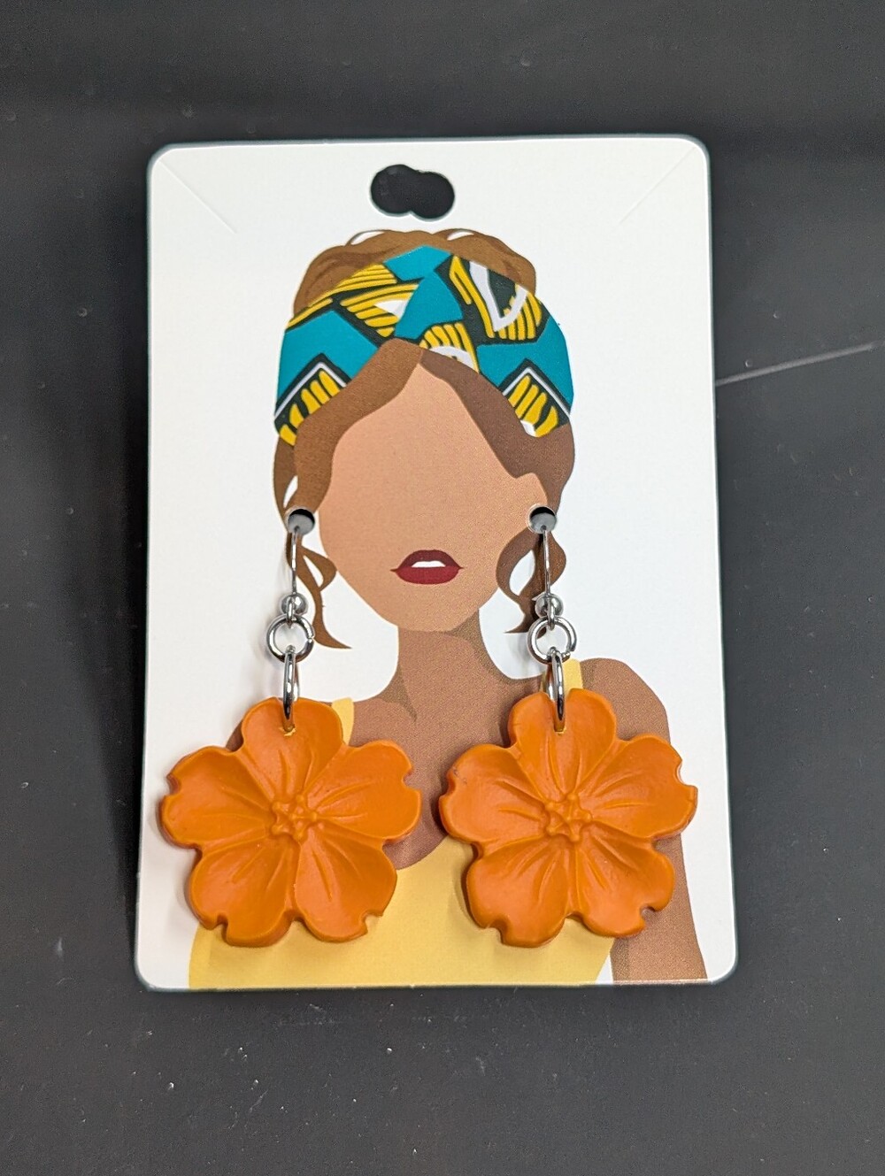 Orange Floral Drop Earrings - Women Jewelry